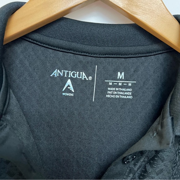 Antigua Women's Black Gold Polo Collared Shirt Textured Athletic Tennis Medium - Picture 4 of 6